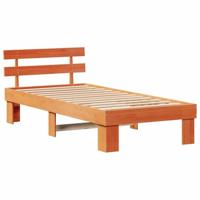 vidaXL Bedframe met hoofdbord waxbruin 75x190 cm massief grenenhout