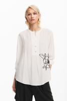 Geborduurde bloemenblouse - WHITE - M