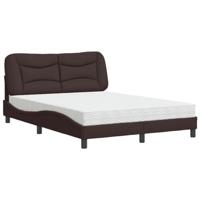 vidaXL Bed met matras stof donkerbruin 140x190 cm, bed, bed ombouw, stoffen bed, bedbodem, 2-persoons bed, gewelfd bedframe, gewelfd stoffen bedframe