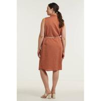 Yesta jurk Leanne met krijtstreep brique/ecru