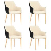 vidaXL Eetkamerstoelen 4 st stof zwart en crème