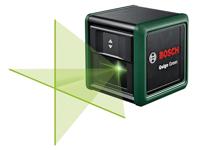Bosch kruislijnlaser Quigo green met statief (groene laser voor betere zichtbaarheid, behuizing gemaakt van gerecyclede kunststof, in E-Commerce kartonnen doos)
