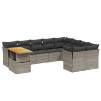 vidaXL 10-delige Loungeset met kussens poly rattan grijs, tuinset, tuinmeubel, terrasset, tuinbank, terrasmeubel, loungebank, loungeset tuin