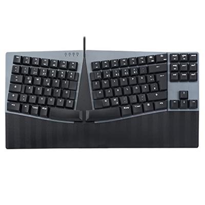 Perixx PERIBOARD-335RD DE, ergonomisch mechanisch toetsenbord, bekabeld, low-profile rode lineaire schakelaars, programmeerbare functie, compatibel met Windows en Mac OS X, Duits QWERTZ