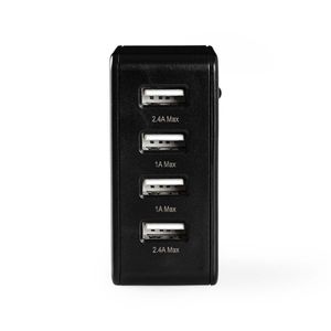 Nedis WCHAU481ABK Wandoplader 4,8 A 4 Uitgangen Usb-a Zwart