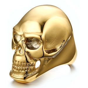 Stalen herenring Skull Gold