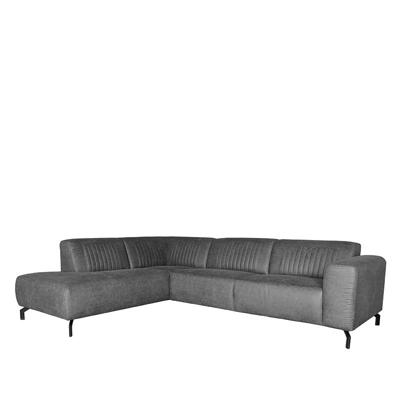 LABEL51 Hoekbank Trento - Antraciet - Microfiber - Ottomane + 2,5-Zits