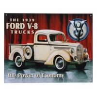 Decoratie wandbord/muurplaatje - Metaal - Ford V8 - 32 x 41 cm - Mancave - thumbnail