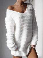 Long Sleeve Solid Cashmere Sweet Fleece Fuzzy Sweaters