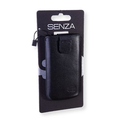 Senza Smartphone Hoesje Leer Zwart M (o.a. iPhone 3 en 4)