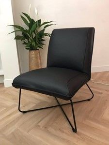 Leren fauteuil zonder armleuning met kruisframe - zwart leer - Echt leer, Industrieel, ontdek de vele Leersoorten en Kleuren bij ShopX