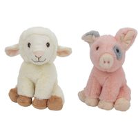 Pluche boerderijdieren knuffels Schaap en Varken van 23 cm