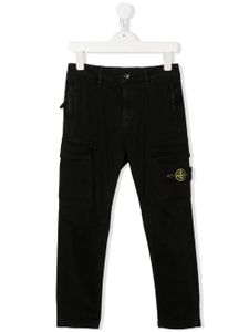 Stone Island Junior pantalon cargo à patch logo - Noir