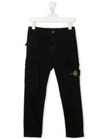 Stone Island Junior pantalon cargo à patch logo - Noir - thumbnail