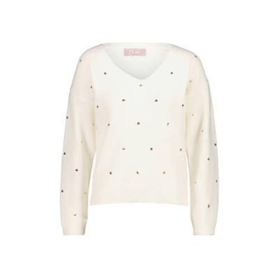 Cassis fijngebreide trui met pailletten ecru/goud Cassis fijngebreide trui met pailletten ecru/goud
