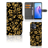 OPPO Reno8 Hoesje Gouden Bloemen