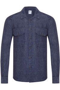 R2 Amsterdam Modern Fit Overshirt Marine, Effen