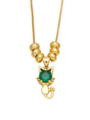 Messing gekleurd zirkoon Diamant Kat Halsketting Sleutelbeen Keten