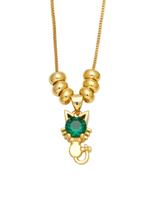 Messing gekleurd zirkoon Diamant Kat Halsketting Sleutelbeen Keten