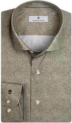 Thomas Maine Heren Overhemd Groen Micro All-over Print Kent Tailored Fit