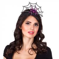 Boland tiara spinnenkroon dames polyester zwart/paars one-size