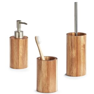 Acacia houten badkamer/toilet accessoire set 3-delig