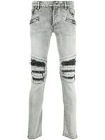 Balmain jean slim à effet usé - Gris