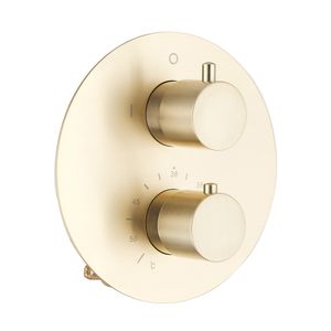 Saniclear Brass ronde inbouw kraan thermostatisch geborsteld messing - mat goud