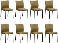 Set van 8 Olijfgroene leren moderne eetkamerstoelen Basic - poot vierkant zwart - Kenia Leer Olive (olijfgroen leer) - thumbnail