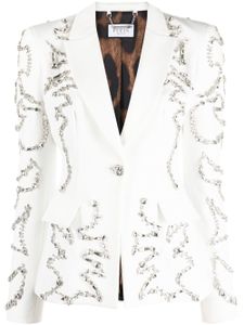 Philipp Plein blazer boutonné à ornements en cristal - Blanc