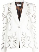 Philipp Plein blazer boutonné à ornements en cristal - Blanc - thumbnail