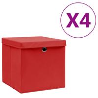 vidaXL Opbergboxen met deksels 4 st 28x28x28 cm rood