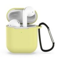 AirPods siliconen hoesje voor AirPods 1/2 - Geel + handige clip