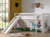 Bed ALIZE met glijbaan 90x200 cm witte pijnboom tent Dinosaurus - thumbnail