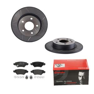 Remmenset, remschijf BREMBO, Remschijftype: Gespleten, Inbouwplaats: Achteras: , u.a. für Opel, Vauxhall, Chevrolet