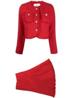 b+ab tailleur-jupe en tweed - Rouge - thumbnail