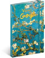 NOTIQUE Notitieboek, gelinieerd met elastische band, 13 x 21 cm, ca. A5, designer hardcover notebook, notitieblok, notitieboek, dagboek, dagboek voor volwassenen, dames (Vincent van Gogh)