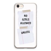 No Girls Allowed Unless: iPhone 8 Transparant Hoesje