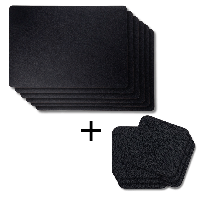 Jay Hill 6 Placemats + 6 Onderzetters - Vegan leer - Zwart - thumbnail