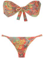 Amir Slama bikini bandeau à imprimé végétal - Rouge - thumbnail