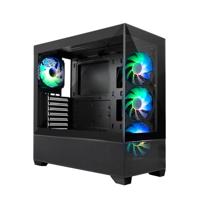 CoolBox GA250 Vision ATX-behuizing, zijruiten en voorkant van gehard glas, inclusief 4 ventilatoren van 12 cm ARGB, ondersteunt vloeistofkoeling, ondersteunt afbeeldingen tot 400 mm