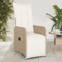 Tuinstoelen 2 st verstelbaar met kussens poly rattan beige - thumbnail