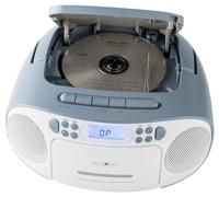 REFLEXION CD-speler met cassette en radio voor net- en batterijvoeding (PLL FM-radio, LCD-display, AUX-ingang, hoofdtelefoonaansluiting), wit/blauw, RCR2260