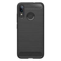 Shop4 - Motorola Moto E6 Plus Hoesje - Zachte Back Case Brushed Carbon Zwart