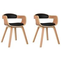 vidaXL Eetkamerstoelen 2 st gebogen hout en kunstleer zwart