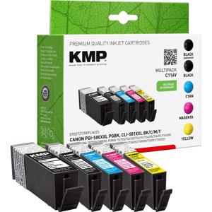 KMP Inktcartridge vervangt Canon PGI-580PGBK XXL, CLI-581BK XXL, CLI-581C XXL, CLI-581M XXL, CLI-581Y XXL Compatibel Combipack Zwart, Foto zwart, Cyaan,