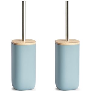 2x Toiletborstels met blauwe houder 37,5 cm