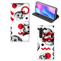 Mobiel BookCase Xiaomi Mi Note 10 Lite Skull Red