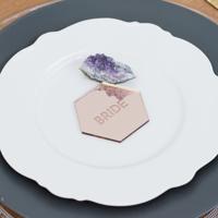 Acryl naamkaartjes hexagon modern