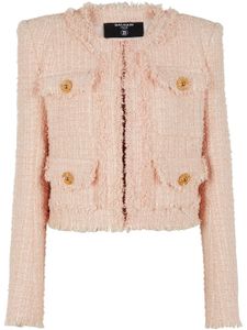 Balmain veste en tweed à design sans col - Rose